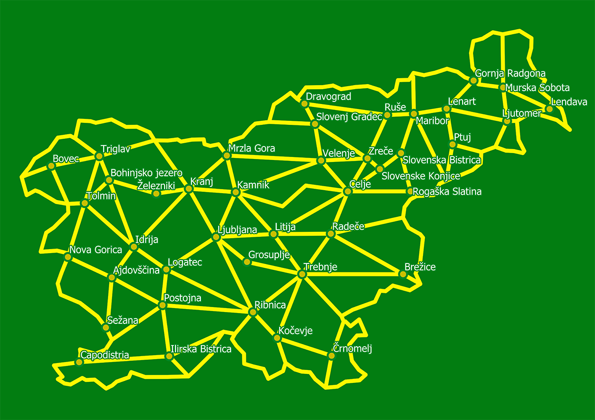 Plán kukuřičného bludiště Krhov - Labyrint Slovinsko