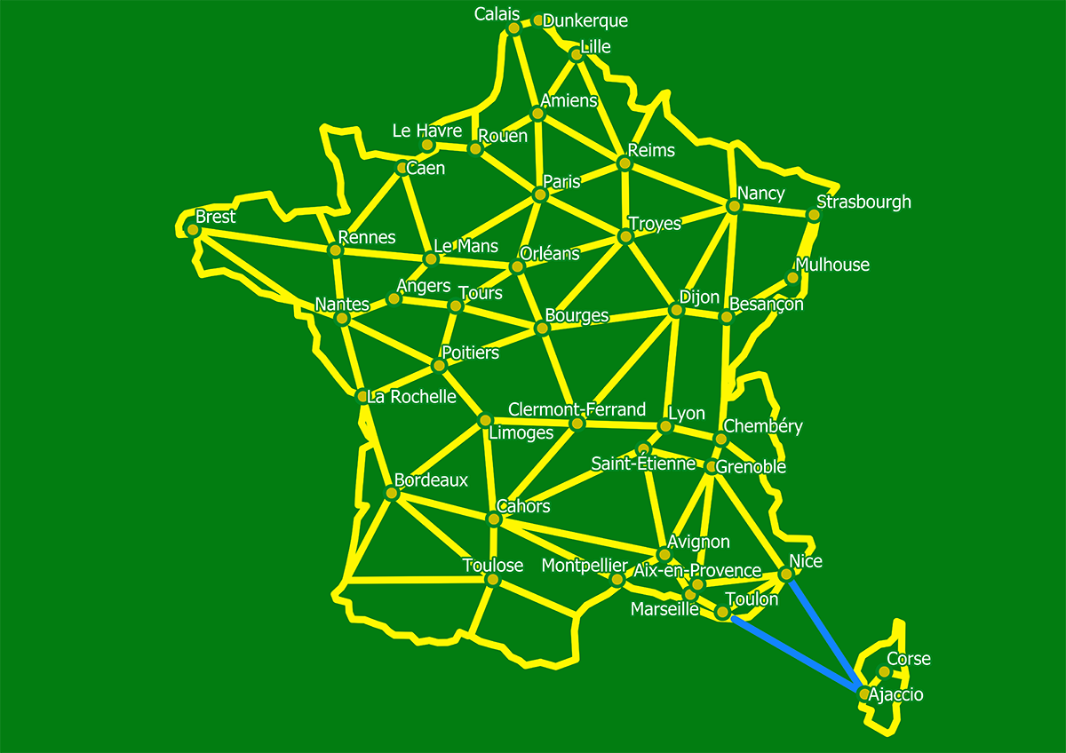 Plán kukuřičného bludiště Račetice - Litohlavy - Labyrint Francie